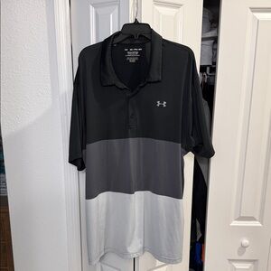 Under Armour Men's Black, Gray, and White Polo Shirt